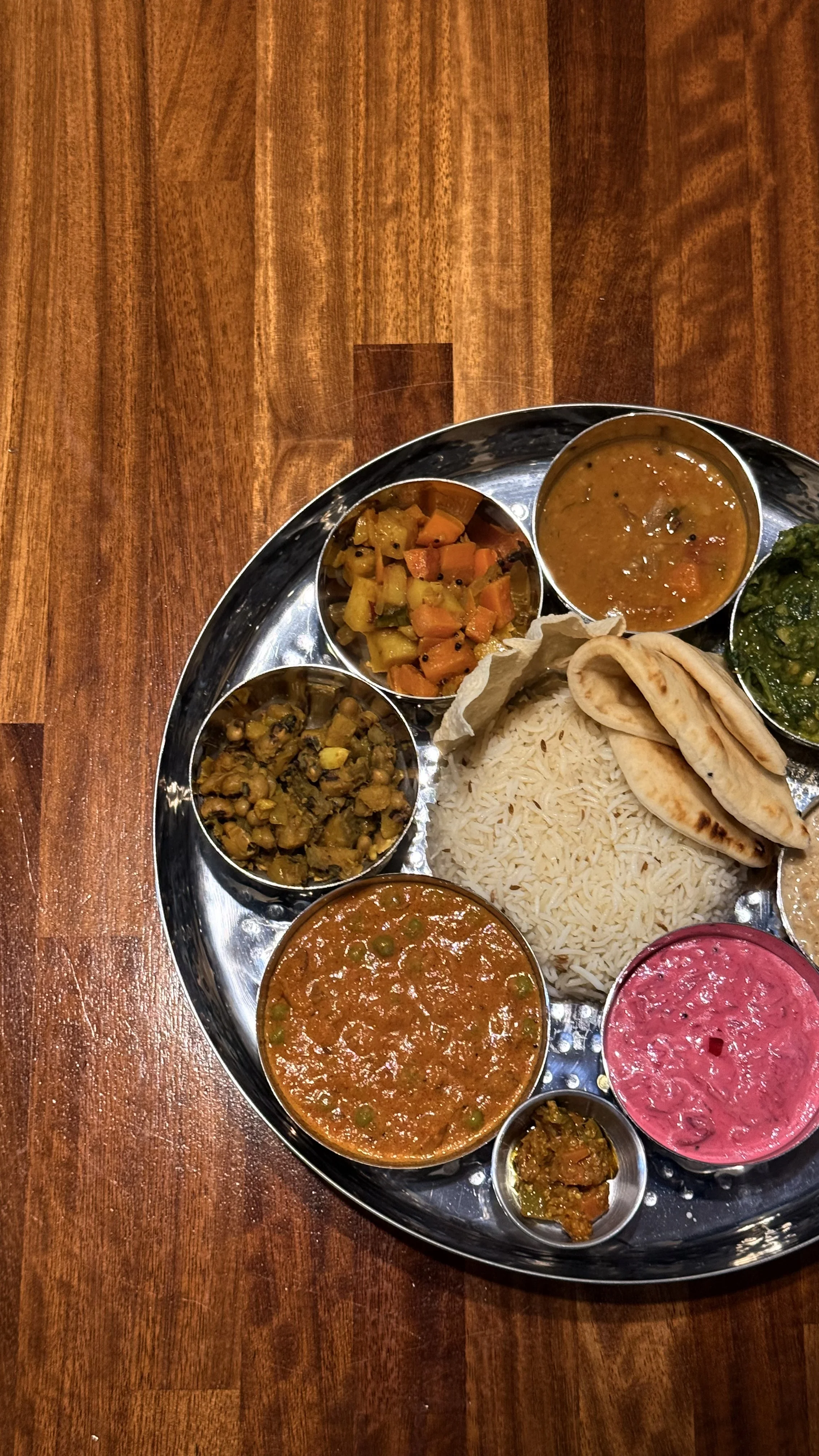Thali plate at Masala Chai Cafe